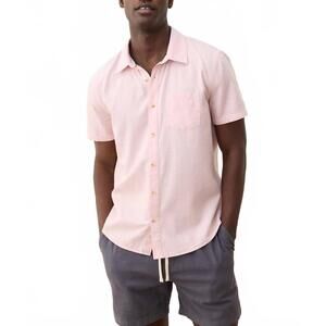 NEW MARINE LAYER oliver better-than-linen shirt in salmon